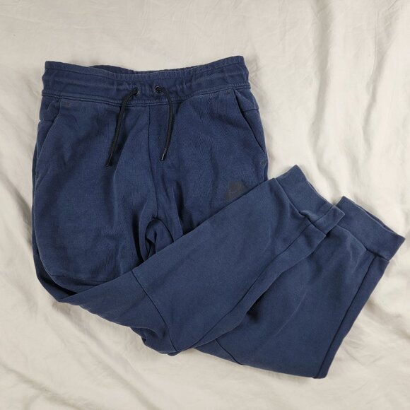 Nike Tech Fleece Boys Large Dark Blue Jogger Sweatpants Athletic Outdoors Casual - Picture 1 of 12